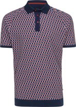 BRAD | Retro print polo met onregelmatig driehoekig dessin