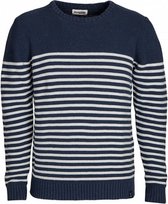 sweater Breton heren denim navy/wit maat L