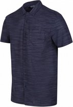 overhemd heren linnen/viscose donkerblauw maat L