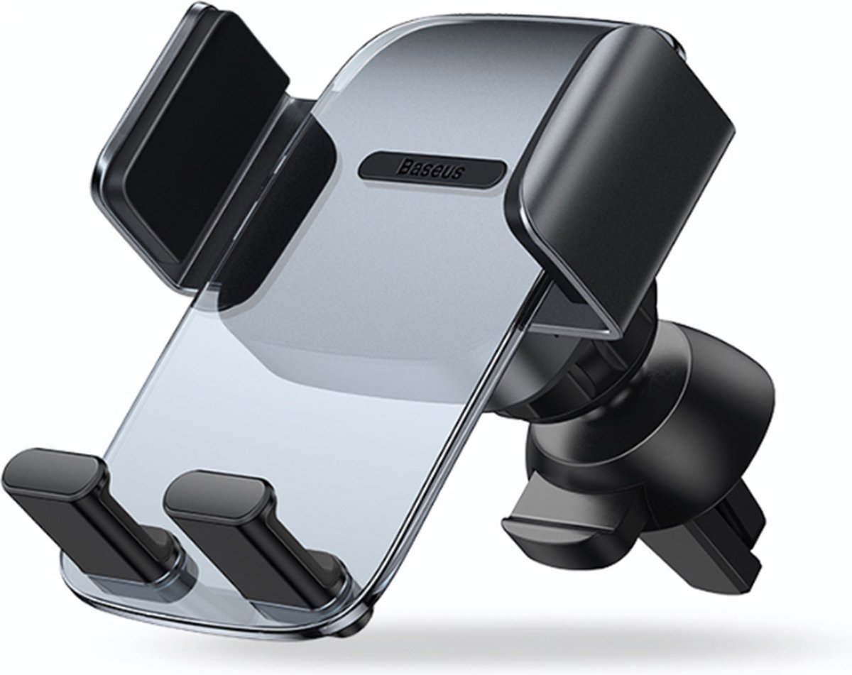 Baseus autohouder voor ronde grille voor ronde ventilatie, accessoire voor mobiele telefoons voor auto met rond ventilatierooster voor alle iPhone, Samsung, Huawei (grijs) SUYK000112