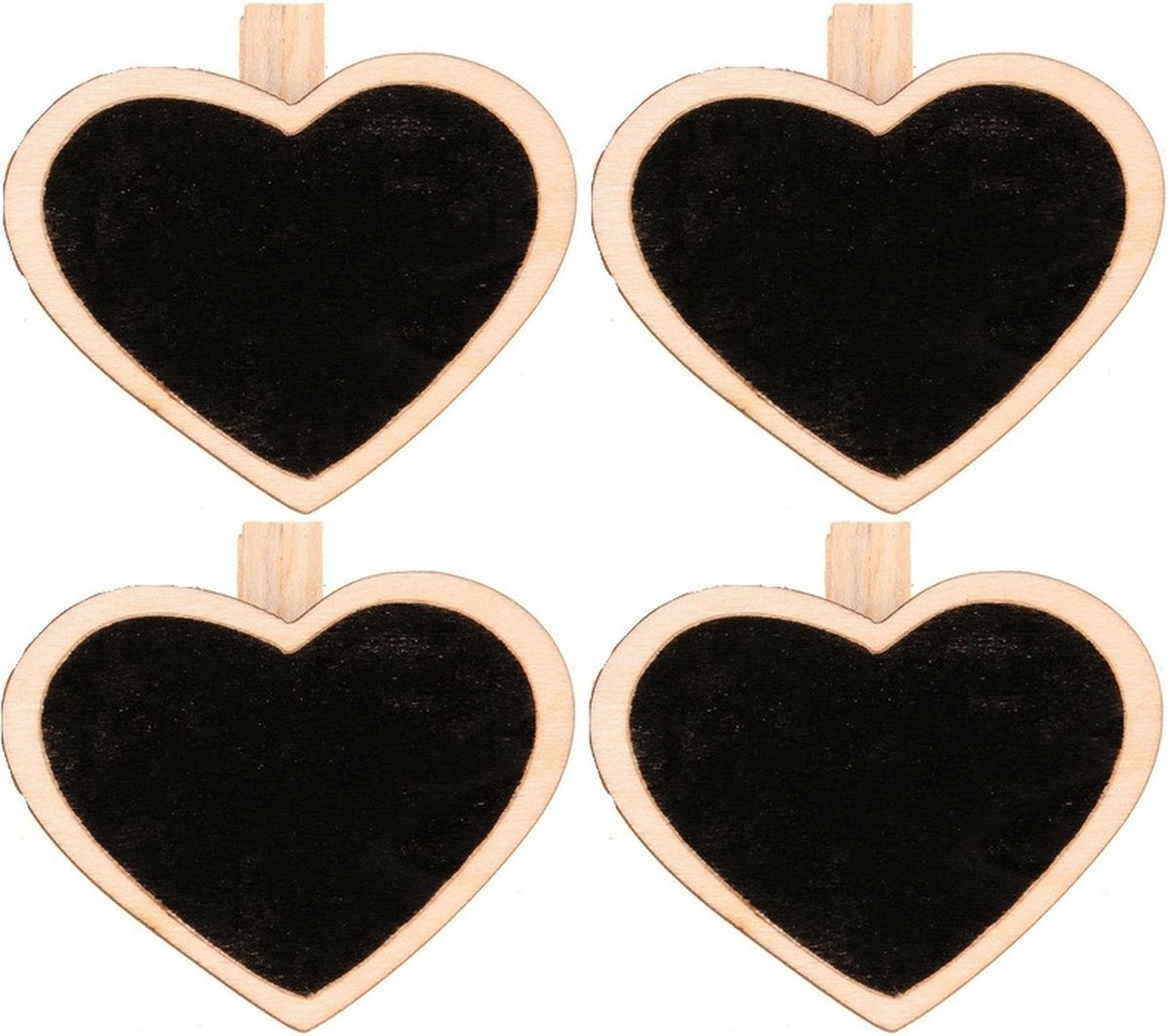8x stuks Hartjes vorm mini krijtbordje/schrijfbordje/naamplaats bordjes op knijpertjes 5 cm