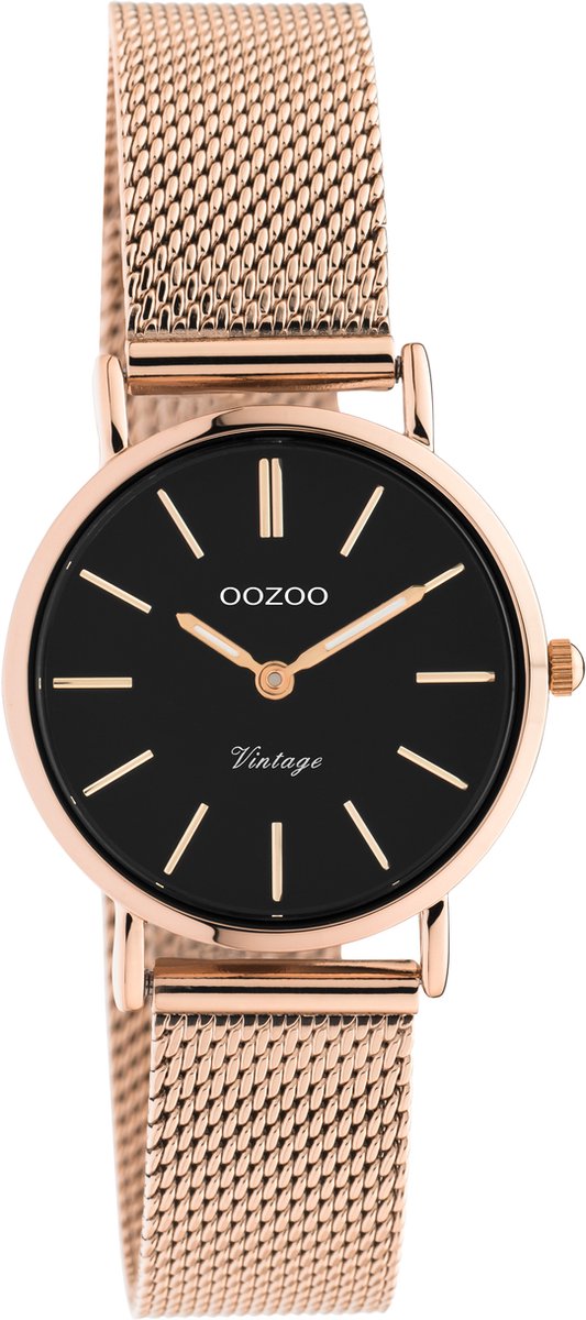 OOZOO Vintage series - rosé goudkleurige horloge met rosé goudkleurige metalen mesh armband - C20234 - Ø28