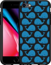 iPhone SE 2020 Hoesje Zwart Whales - Designed by Cazy