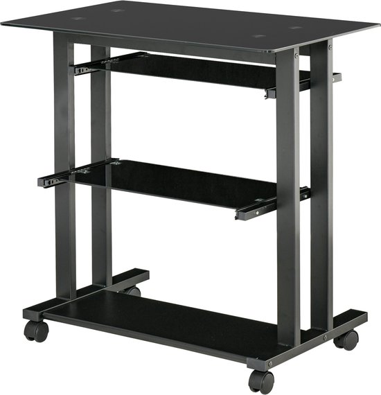 GOPLUS Naaitafel, opvouwbaar, naaimachinetafel op wielen, naaimachinekast, computertafel, bureau, werktafel (lichtbruin