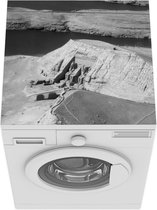 Wasmachine beschermer mat - Aboe Simbel vanuit de lucht in zwart-wit - Breedte 60 cm x hoogte 60 cm