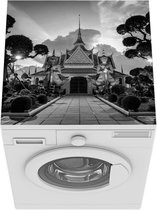 Wasmachine beschermer mat - Wat Arun - Tempel - Zwart - Wit - Breedte 60 cm x hoogte 60 cm