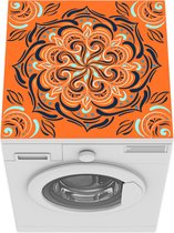 Wasmachine beschermer mat - Bloem - Bladeren - Blauw - Wit - Breedte 60 cm x hoogte 60 cm