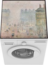 Wasmachine beschermer mat - Place du theatre francais: fog effect - schilderij van Camille Pissarro - Breedte 60 cm x hoogte 60 cm