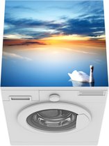 Wasmachine beschermer mat - Zwaan - Zonsondergang - Natuur - Breedte 60 cm x hoogte 60 cm