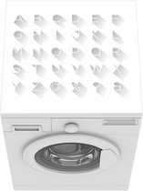 Wasmachine beschermer mat - Alfabet gemaakt met schaduwen - zwart wit - Breedte 60 cm x hoogte 60 cm