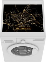 Wasmachine beschermer mat - Kaart - Groningen - Goud - Zwart - Breedte 55 cm x hoogte 45 cm