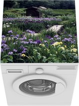 Wasmachine beschermer mat - Japanse irisbloemen - Tuin - Pad - Breedte 60 cm x hoogte 60 cm