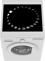 Wasmachine beschermer mat - Sequentiële afbeelding van de maansverduisteringen - zwart wit - Breedte 55 cm x hoogte 45 cm