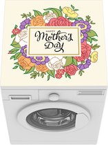 Wasmachine beschermer mat - Vintage Moederdag kaart met bloemen - Breedte 60 cm x hoogte 60 cm