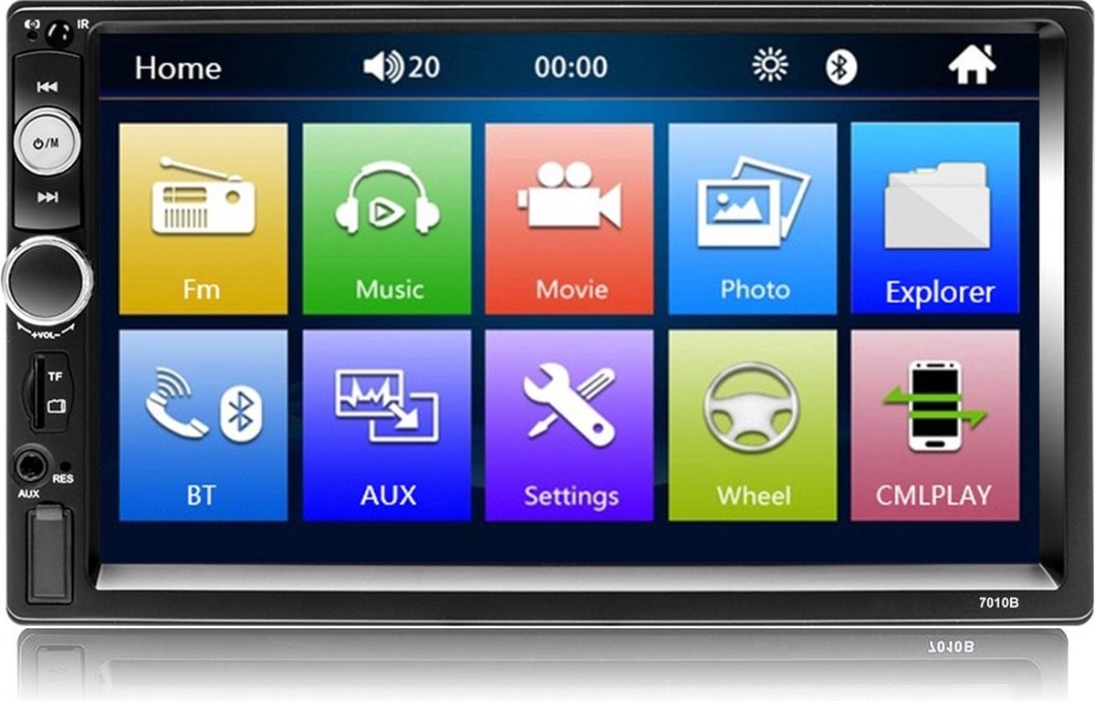 TechU™ Autoradio AT37 – 2 Din – 7” Touchscreen Monitor – Bluetooth – Android & iOS – Handsfree bellen – FM radio – USB – Incl. Afstandsbediening