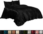 Satijn Dekbedovertrek - Zwart - 200x220 Litalente - Silk Dekbedovertrek - Glans Satijn