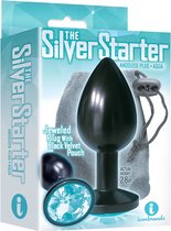 Bejeweled Annodized Stainless Steel Plug - Aqua - Butt Plugs & Anal Dildos aqua blue