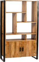 Vakkenkast 110x43x180 cm mangohout en metaal