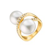 CHRIST Pearls Dames Dames ring 18 karaat geelgoud 24 diamant 56 Goud 32004934