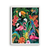 Schilderij  Vintage tropische dieren en planten / Dieren / 40x30cm