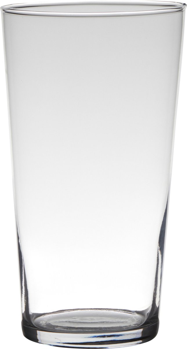 Bloemenvaas - conisch - glas - transparant - D14 x H25 cm - Bloemen/takken/boeketten - Home basics vazen