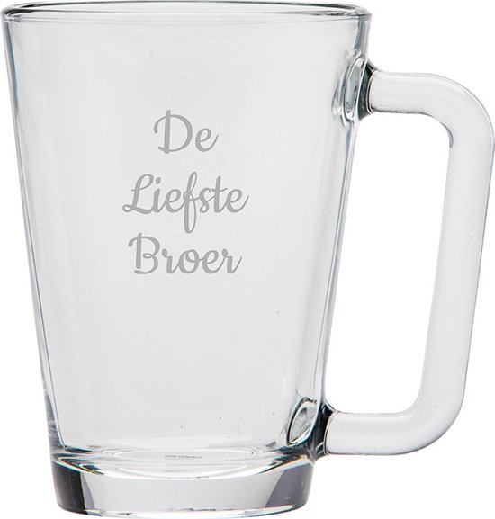 Gegraveerde theeglas 26cl De Liefste Broer