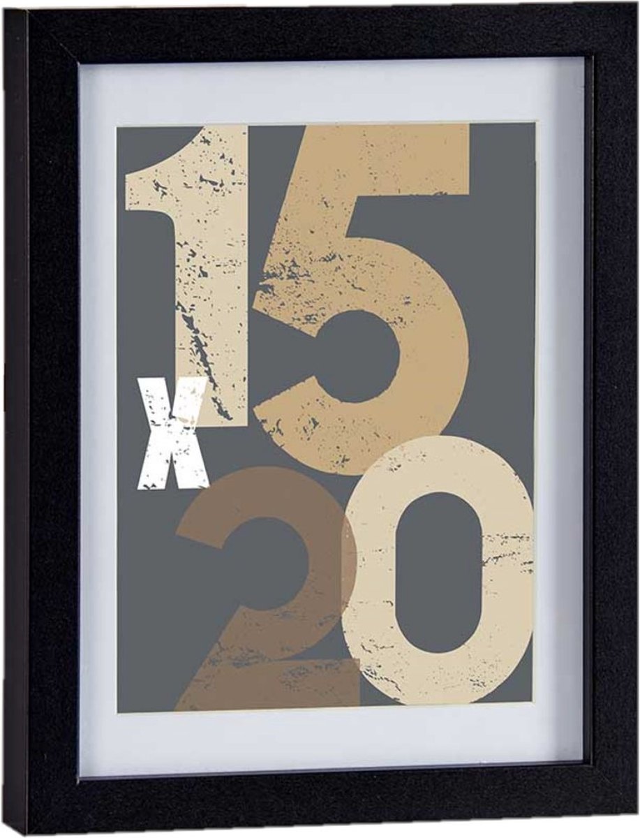 Houten fotolijst - zwart - 18 x 24 cm - fotolijstje - met passe-partout - decoratie