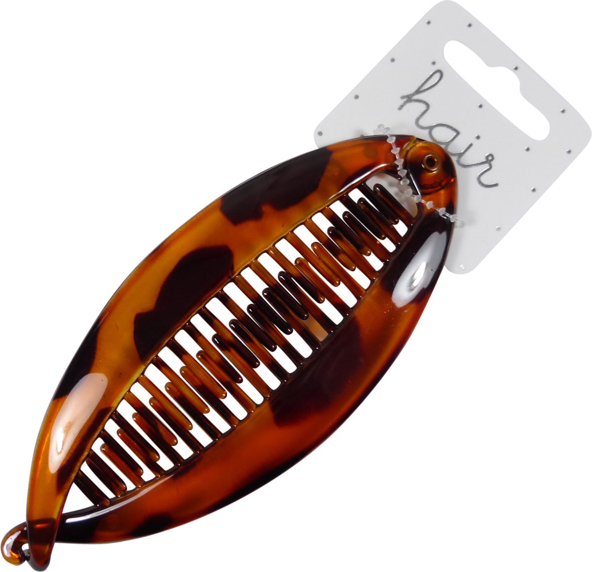 Haarsoires Haarspeld bananenklem - Staartklem basic gevlekt 14cm – Bruin - Haarclip - Langwerpige Staart Haarklem - Banana Clip - Hair Clip - Decoratieve Haaraccessoire