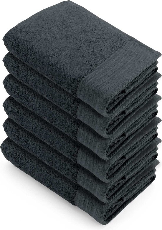 Walra handdoeken 50x100 Soft Cotton - 6-delig - Badhanddoeken 550 g/m² - 100% Katoen - Handdoekenset Antraciet