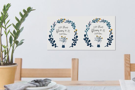 Tableau sur toile Proverbes - Citations - Chaque fleur fleurit en son temps - 40x20 cm - Décoration murale