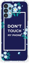 Shockproof Case Geschikt voor Samsung Galaxy A13 (4G) Smartphonehoesje met transparante rand Flowers Blue Don't Touch My Phone