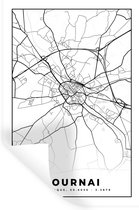 Muurstickers - Sticker Folie - Zwart Wit – België – Plattegrond – Stadskaart – Kaart – Tournai - 80x120 cm - Plakfolie - Muurstickers Kinderkamer - Zelfklevend Behang - Zelfklevend behangpapier - Stickerfolie