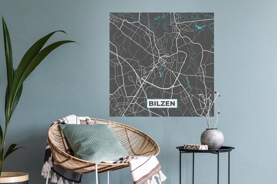 Stickers muraux - Film autocollant - Carte - Carte - Plan de la ville - Bilzen - België - Grijs - 50x50 cm - Film adhésif - Stickers muraux Chambre d'enfant - Papier peint autocollant