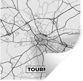 Muurstickers - Sticker Folie - Zwart Wit – België – Plattegrond – Stadskaart – Kaart – Tournai - 80x80 cm - Plakfolie - Muurstickers Kinderkamer - Zelfklevend Behang - Zelfklevend behangpapier - Stickerfolie