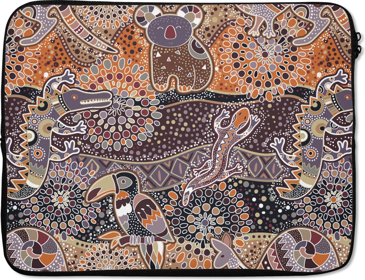 Laptophoes 15.6 inch - Patronen - Koala - Dieren - Australië - Laptop sleeve - Binnenmaat 37x26 cm - Zwarte achterkant