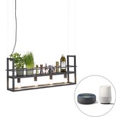 QAZQA cage - QAZQA suspension table à manger - 4 lumières - L 101,5 cm - Zwart