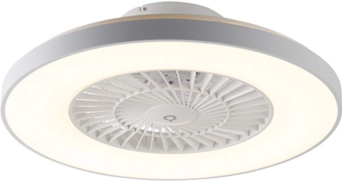 Bol.com QAZQA climo - Dimbare LED Plafondventilator met Verlichting | Lamp en Afstandsbediening - 1 lichts - Ø 600 mm - Wit - Wo... aanbieding