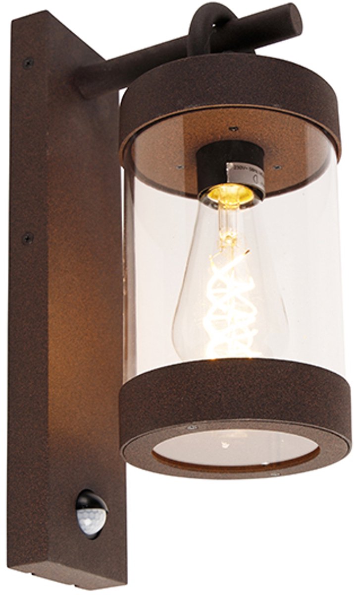 Trio SAMBESI - Wandlamp - Roestkleur - excl. 1x E27 4W - Bewegingssensor - Buitenverlichting - IP44 Roestbruin