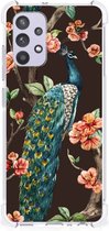 Smartphone hoesje Geschikt voor Samsung Galaxy A32 4G | A32 5G Enterprise Editie Beschermhoesje met transparante rand Pauw met Bloemen