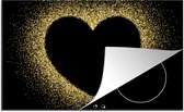 KitchenYeah® Inductie beschermer 81.2x52 cm - Gouden hart op een zwarte achtergrond - Kookplaataccessoires - Afdekplaat voor kookplaat - Inductiebeschermer - Inductiemat - Inductieplaat mat