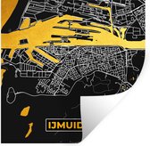 Stickers muraux - IJmuiden - Plan de la ville - Carte - Plan - Black and Gold et Or - 30x30 cm - Feuille adhésive