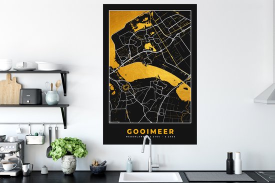 Stickers Stickers muraux - Carte - Carte - Plan de la ville - Pays- Nederland - Gooimeer - 80x120 cm - Feuille adhésive