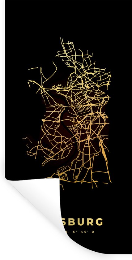 Stickers Stickers muraux - Duisbourg - Carte - Carte - Or - Plan de la ville - 60x120 cm - Feuille adhésive