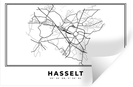 Muurstickers - België – Hasselt – Stadskaart – Zwart Wit – - 60x40... | bol.com
