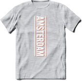 Amsterdam T-Shirt | Souvenirs Holland Kleding | Dames / Heren / Unisex Koningsdag shirt | Grappig Nederland Fiets Land Cadeau | - Licht Grijs - Gemaleerd - 3XL