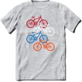 Amsterdam Bike City T-Shirt | Souvenirs Holland Kleding | Dames / Heren / Unisex Koningsdag shirt | Grappig Nederland Fiets Land Cadeau | - Licht Grijs - Gemaleerd - XXL