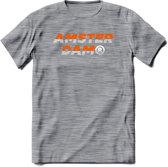 Amsterdam T-Shirt | Souvenirs Holland Kleding | Dames / Heren / Unisex Koningsdag shirt | Grappig Nederland Fiets Land Cadeau | - Donker Grijs - Gemaleerd - XXL