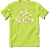 Amsterdam Bike Town T-Shirt | Souvenirs Holland Kleding | Dames / Heren / Unisex Koningsdag shirt | Grappig Nederland Fiets Land Cadeau | - Groen - XL