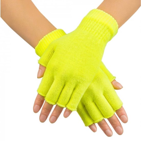 Gants de déguisement sans doigts pour adultes - Jaune fluo - Unisexe -  Tricotés -... | bol.com
