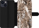 Bookcase pour iPhone 13 Mini Bookcase - Imprimé animal - Serpent - Peau - Avec poches - Étui portefeuille avec fermeture magnétique